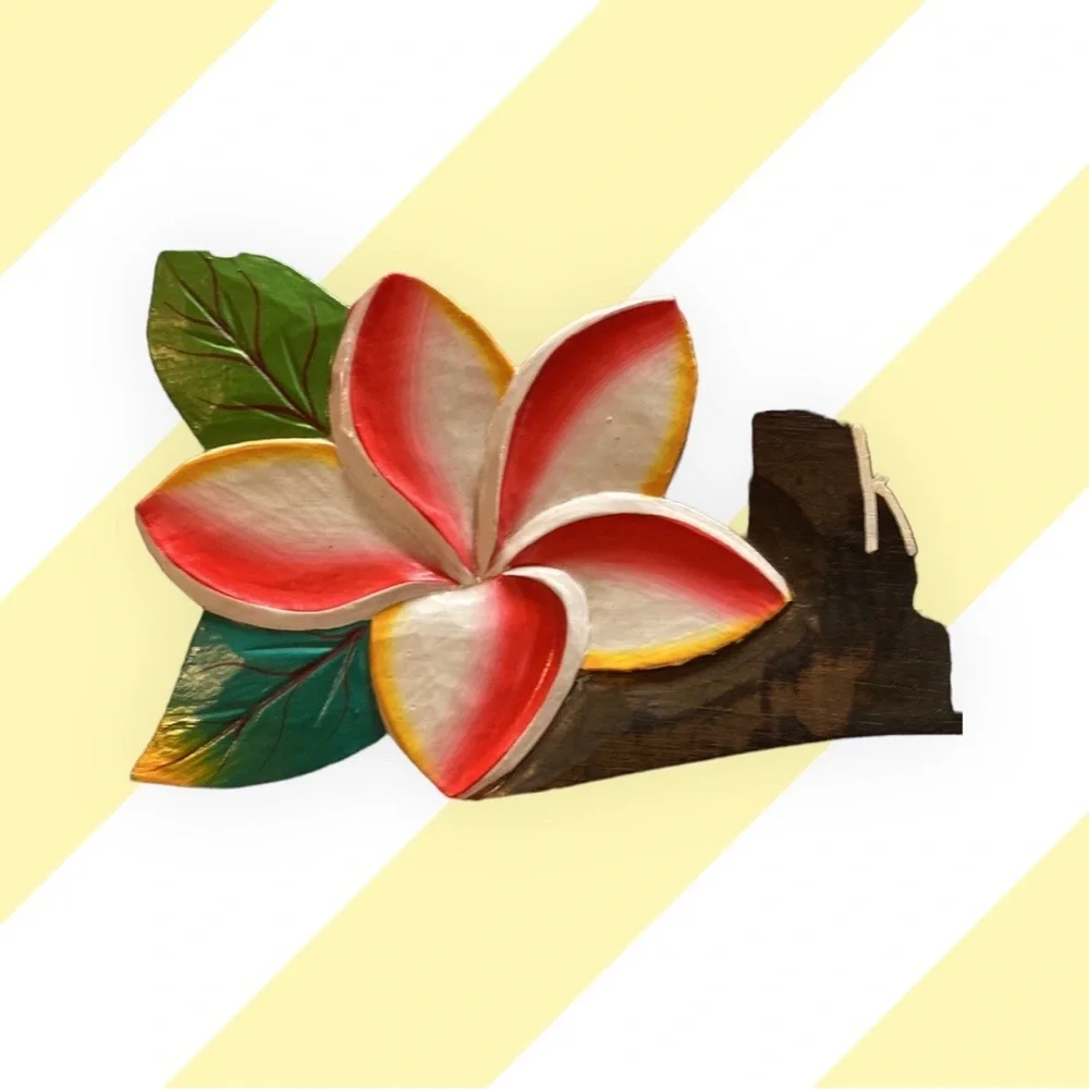 “Kirra’s Room” Custom Painted Plumeria Wall Hanging Sign Good Condition Carved.
